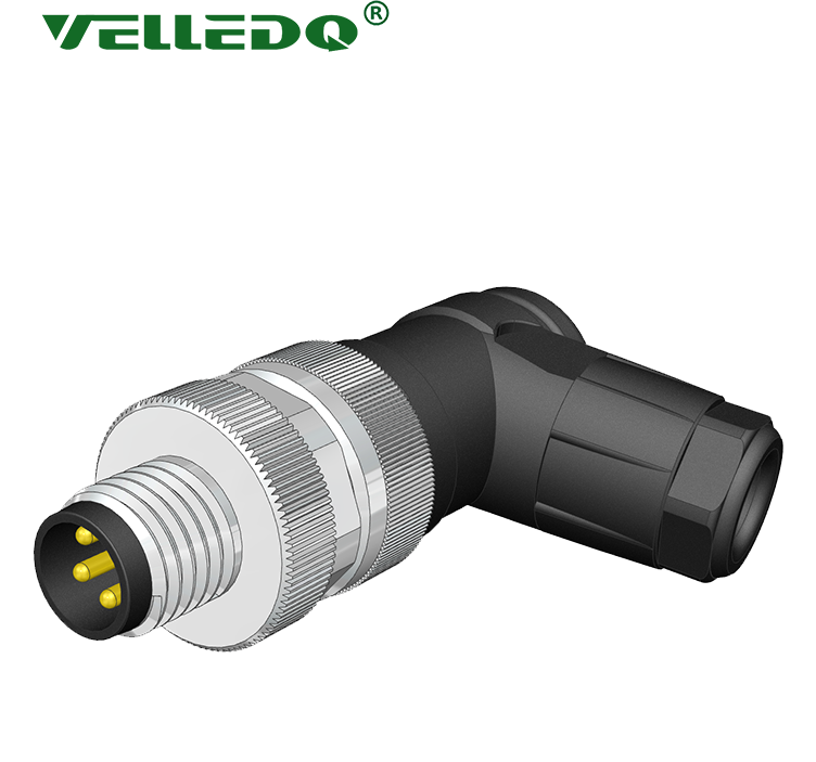 M8-M04S - M8 4 Pin Erkek 90° Açılı Konnektör - Velledq