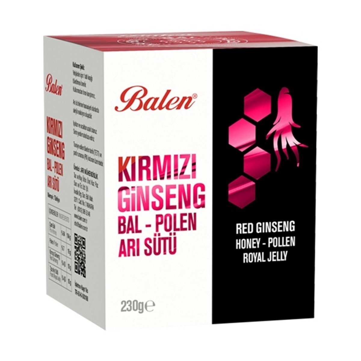 Balen Kırmızı Ginseng Bal Polen Arısütü Macun 230gr