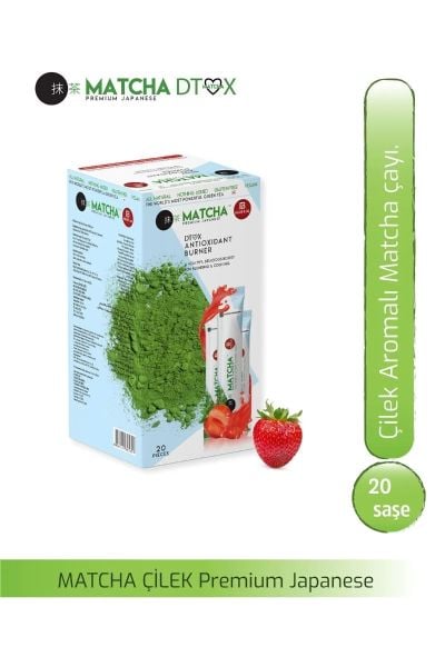 Matcha Premium Japanese Çilek Aromalı Detox Burner Form Matcha Çayı 1 Kutu