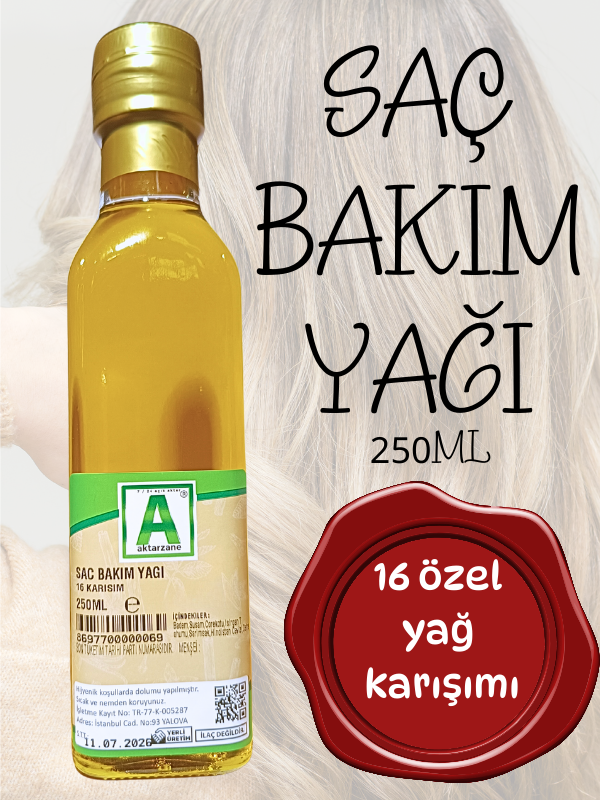 Aktarzane Doğal Saç Bakım Yağı 16 Karışım 250ml