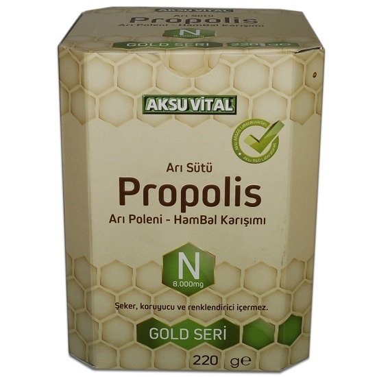Aksu Vital Propolis Arı Sütü Polen Ham Bal Karışımı Gold Serisi 8000mg 220gr