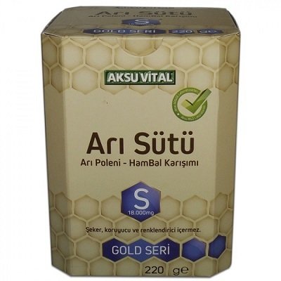 Aksu Vital Arı Sütü Polen Ham Bal Karışımı Gold Serisi 18000mg 220gr