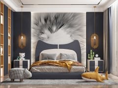 SİYAH BEYAZ TÜY DESEN DUVAR POSTERİ