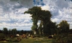 JULES DUPRE SIĞIRLAR İLE AĞAÇLAR ESERİ DUVAR POSTERİ