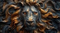 RÖLYEF GOLD ANTRASİT ASLAN DUVAR POSTERİ