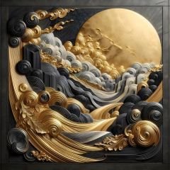 RÖLYEF SİYAH GOLD SOYUT DUVAR POSTERİ