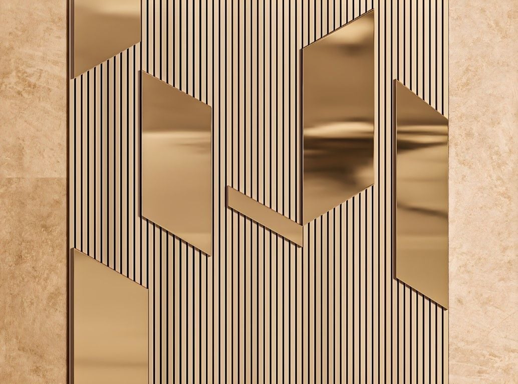 GEOMETRİK GOLD ÇITA GÖRÜNÜMLÜ DUVAR POSTERİ