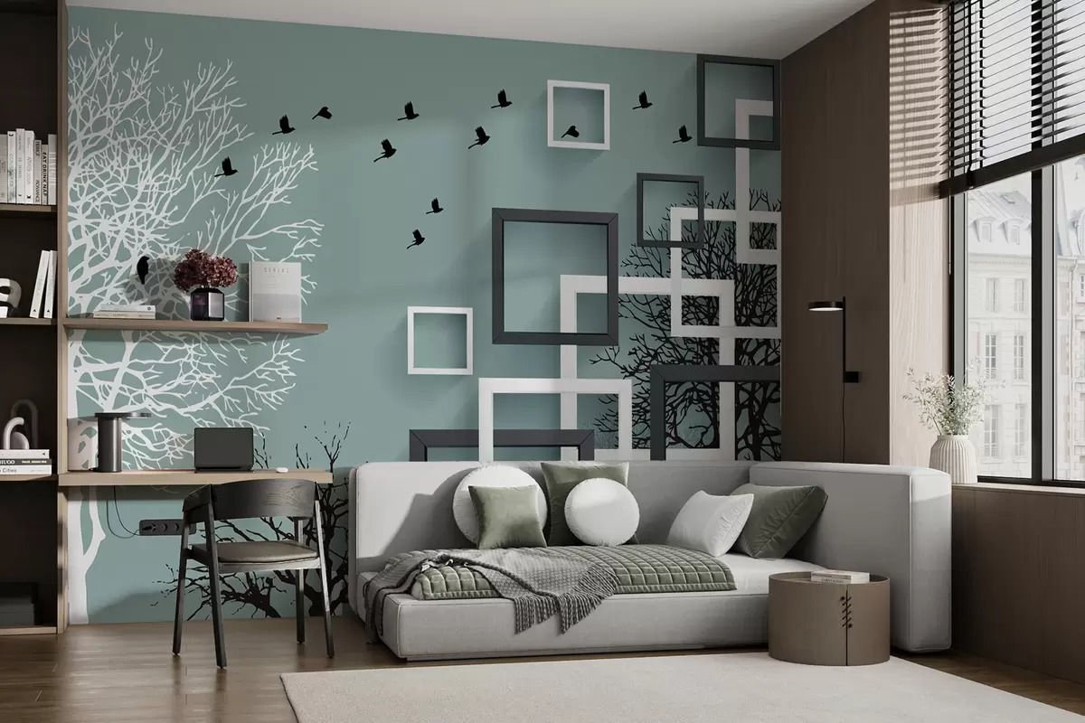 GEOMETRİK AĞAÇ TEMALI DUVAR POSTERİ