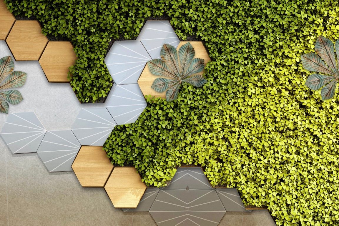 YAPRAKLI GEOMETRİK DESEN DUVAR POSTERİ