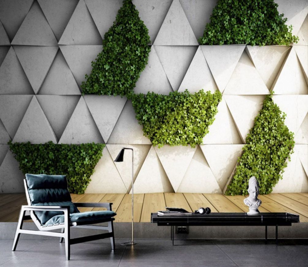 ÜÇGEN DESEN YAPRAKLI GEOMETRİK DUVAR POSTERİ