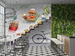 MERDİVEN TEMALI RESTORAN DUVAR POSTERİ