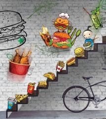 MERDİVEN TEMALI RESTORAN DUVAR POSTERİ
