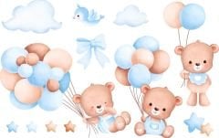 BALON TUTAN AYICIKLAR DUVAR POSTERİ