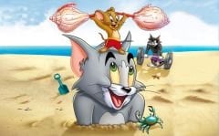 SAHİLDE TOM VE JERRY DUVAR POSTERİ