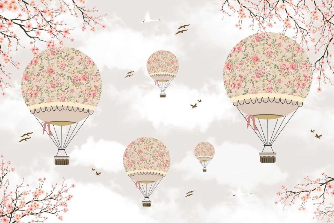 PEMBE HAVA BALONLARI DUVAR POSTERİ