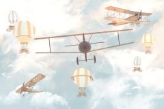 UÇAK VE HAVA BALONLARI ÇOCUK ODASI DUVAR POSTERİ