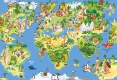 DÜNYA HARİTASI ÇOCUK ODASI DUVAR POSTERİ