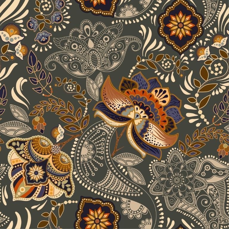 ÇİÇEKLİ ETNİK DESEN DUVAR POSTERİ