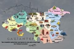 TÜRKÇE RESİMLİ GAZİANTEP İL HARİTASI DUVAR POSTERİ