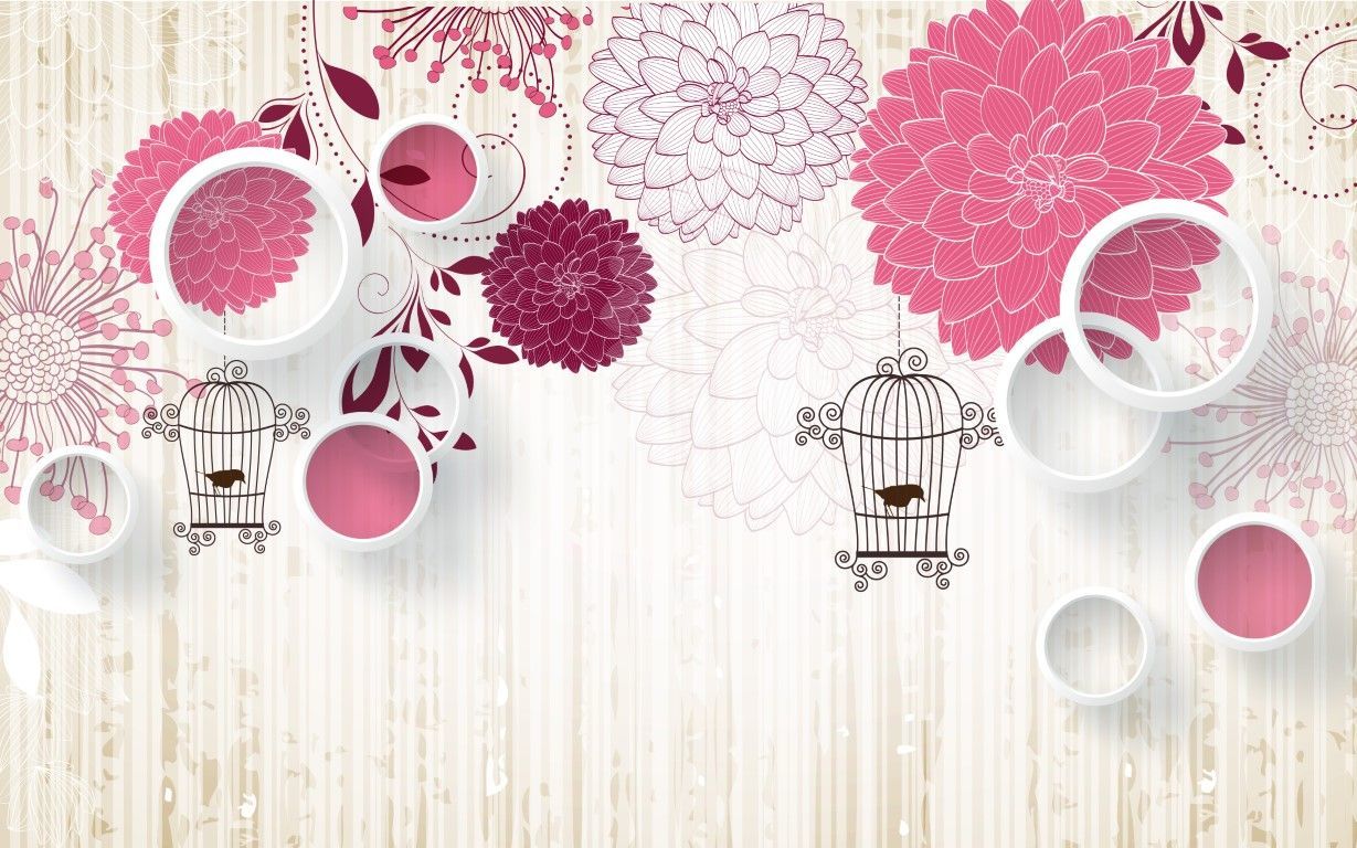 PEMBE ÇİÇEKLİ LÜKS DUVAR POSTERİ