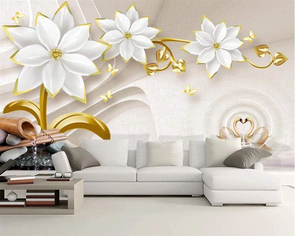 BEYAZ GOLD ÇİÇEKLİ LÜKS DUVAR POSTERİ