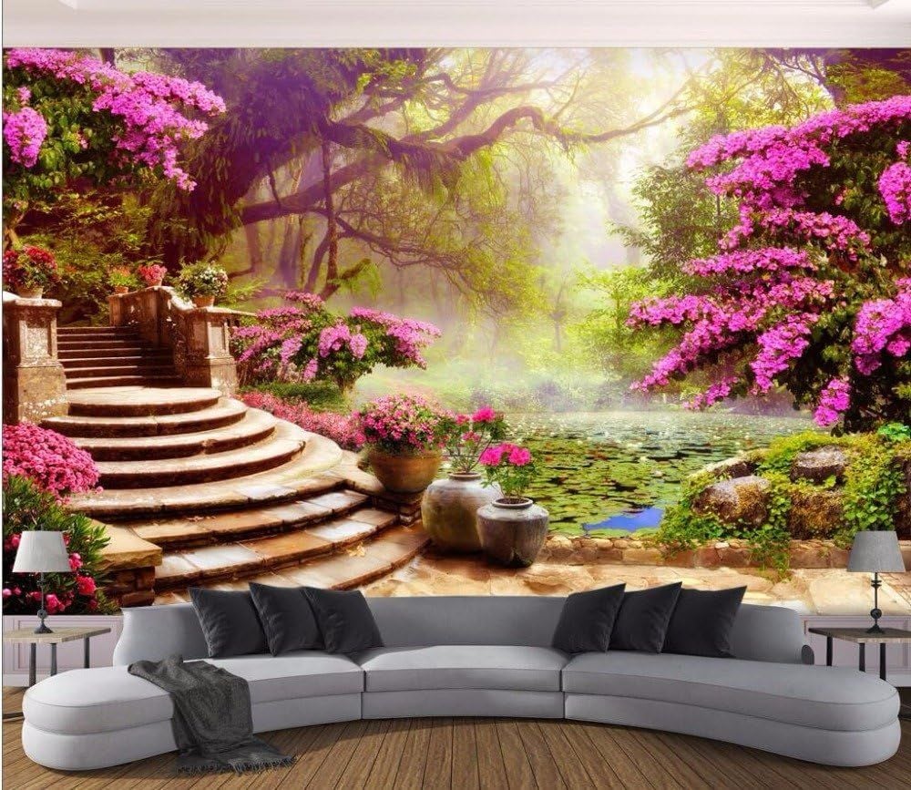 ÇİÇEKLİ BAHÇE MANZARALI DUVAR POSTERİ