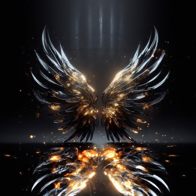 SİYAH GOLD MELEK KANADI DUVAR POSTERİ