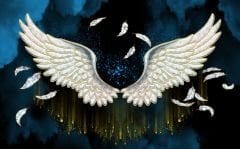 BEYAZ GOLD MELEK KANADI DUVAR POSTERİ