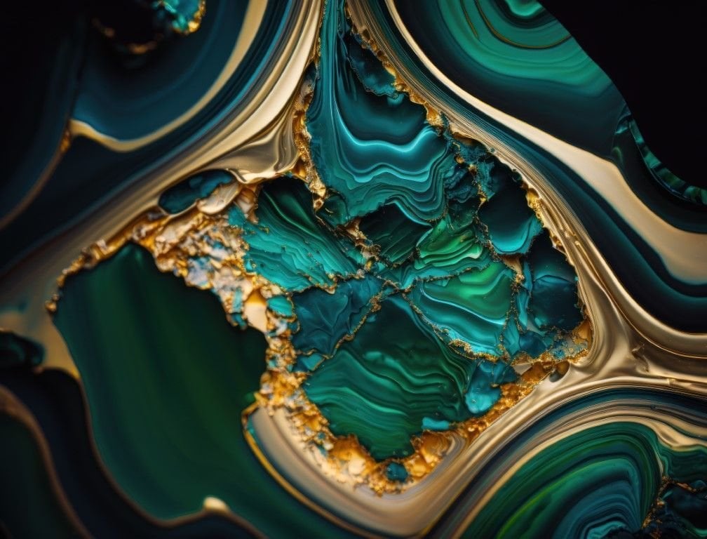 YEŞİL GOLD MERMER DESEN DUVAR POSTERİ