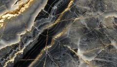 GRİ GOLD MERMER DESEN DUVAR POSTERİ