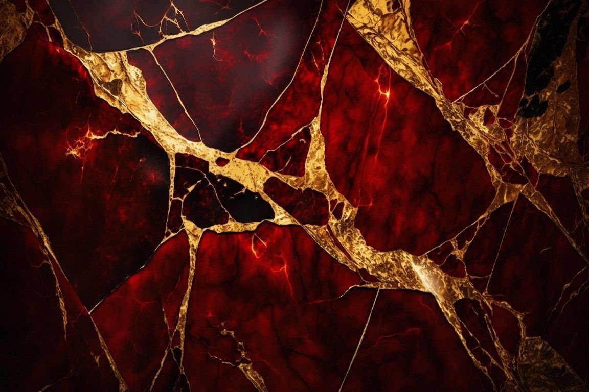 KIRMIZI GOLD MERMER DESEN DUVAR POSTERİ