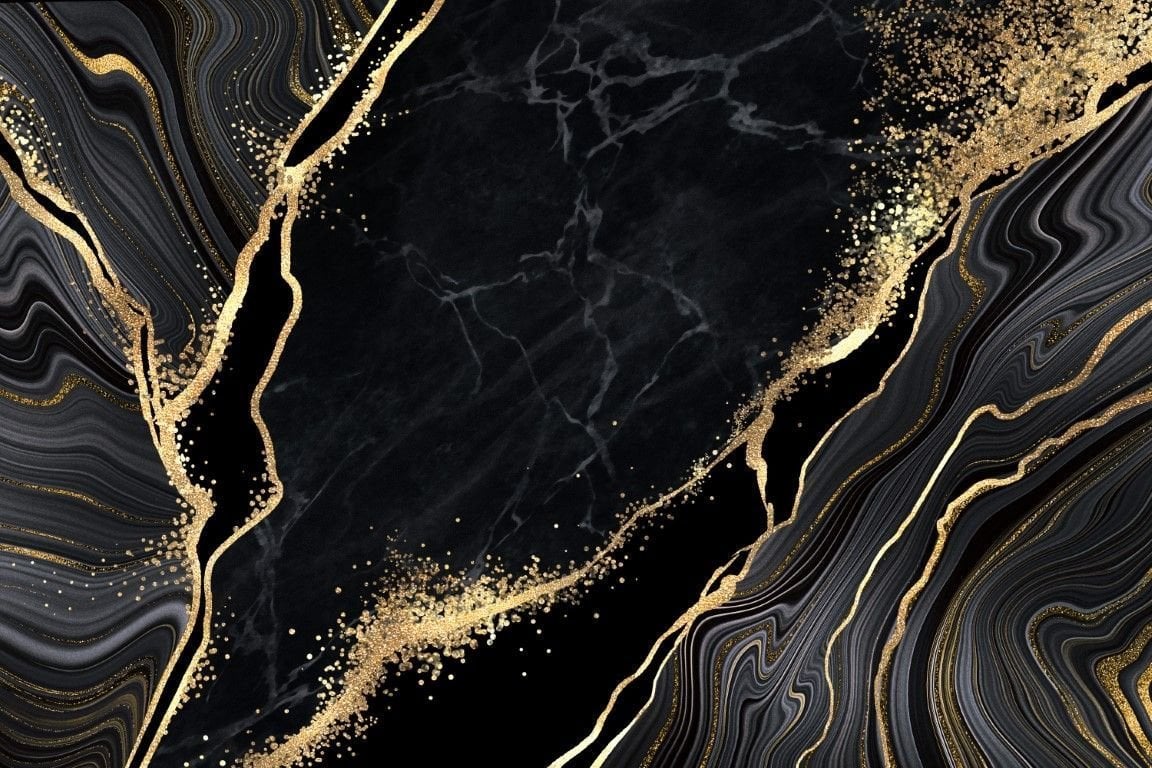 SİYAH GOLD MERMER DESEN DUVAR POSTERİ