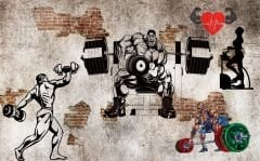 ESKİTME TAŞ DESEN FITNESS SPOR SALONU DUVAR POSTERİ
