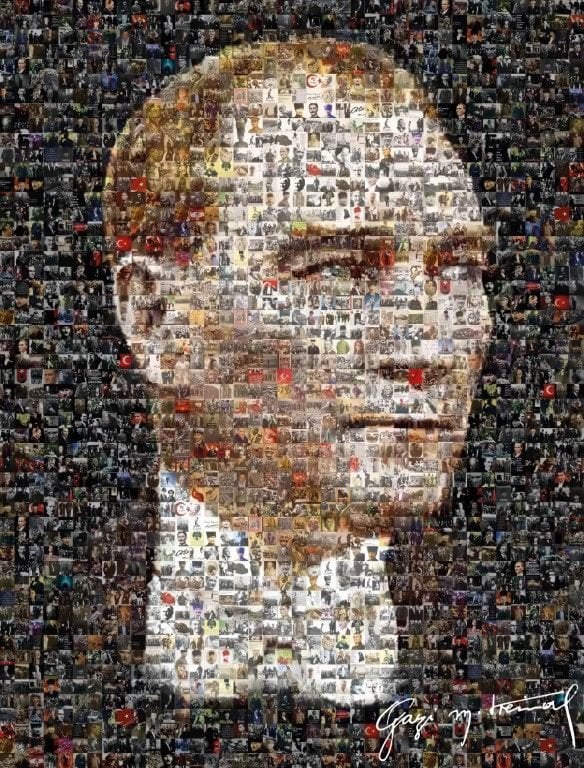KÜÇÜK GÖRSELLERDEN OLUŞAN ATATÜRK DUVAR POSTERİ
