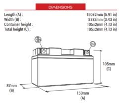 Kanuni Mati 125 BTX9-BS Motosiklet Aküsü