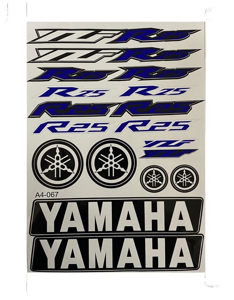 Yamaha R25 A4 Sticker Mavi