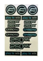 Cf Moto NK 250 Uyumlu Mavi 17 Parça A4 Sticker Seti