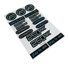 Cf Moto NK 250 Uyumlu Mavi 17 Parça A4 Sticker Seti