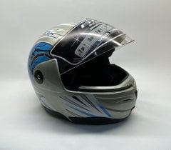 BLD Boyunluklu Çene Açılır Kask Gri