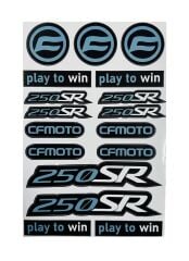 Cf Moto SR 250 Uyumlu Mavi Beyaz 17 Parça A4 Sticker Seti