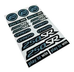 Cf Moto SR 250 Uyumlu Mavi Beyaz 17 Parça A4 Sticker Seti