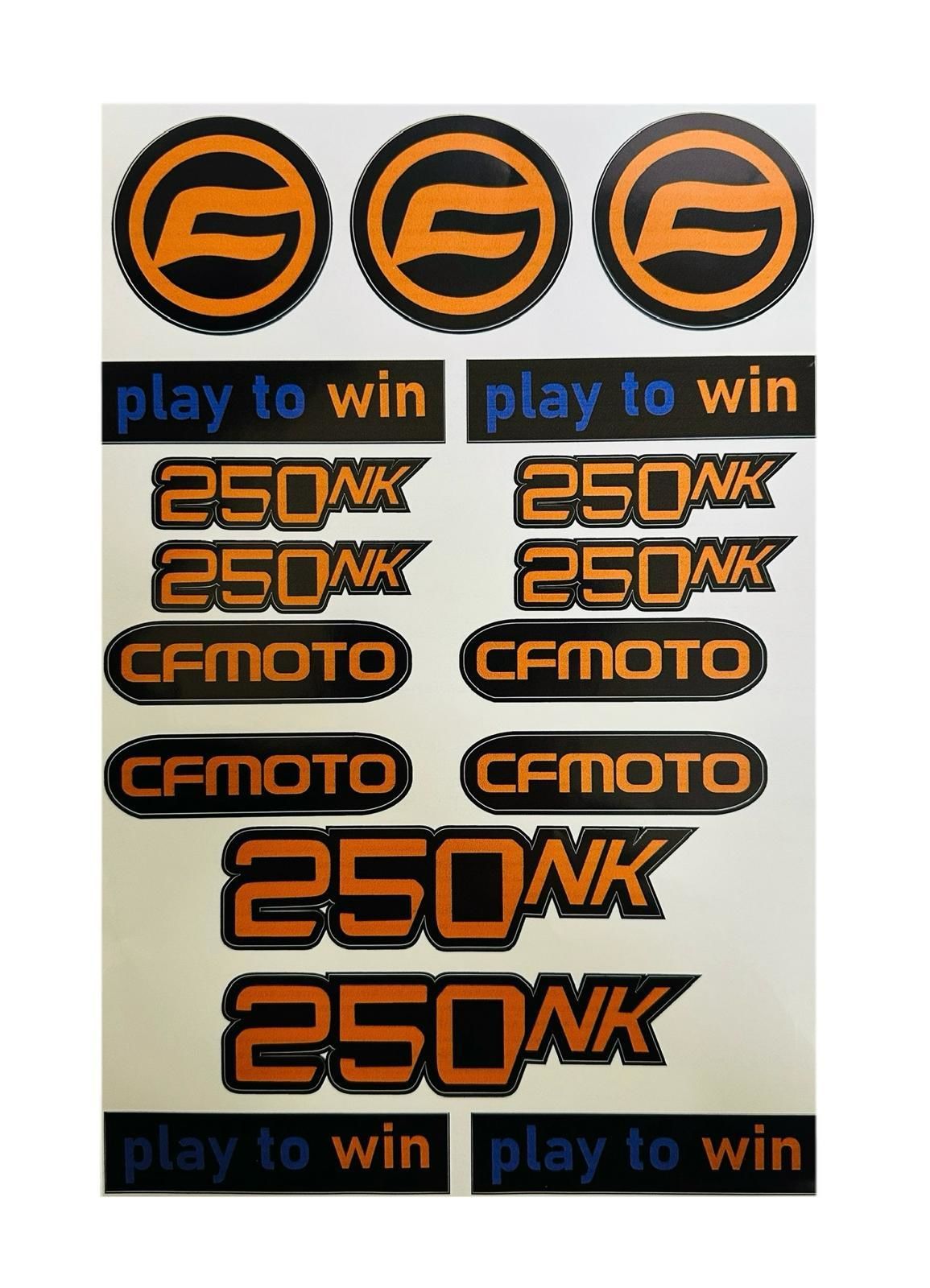 Cf Moto NK 250 Uyumlu Turuncu 17 Parça A4 Sticker Seti