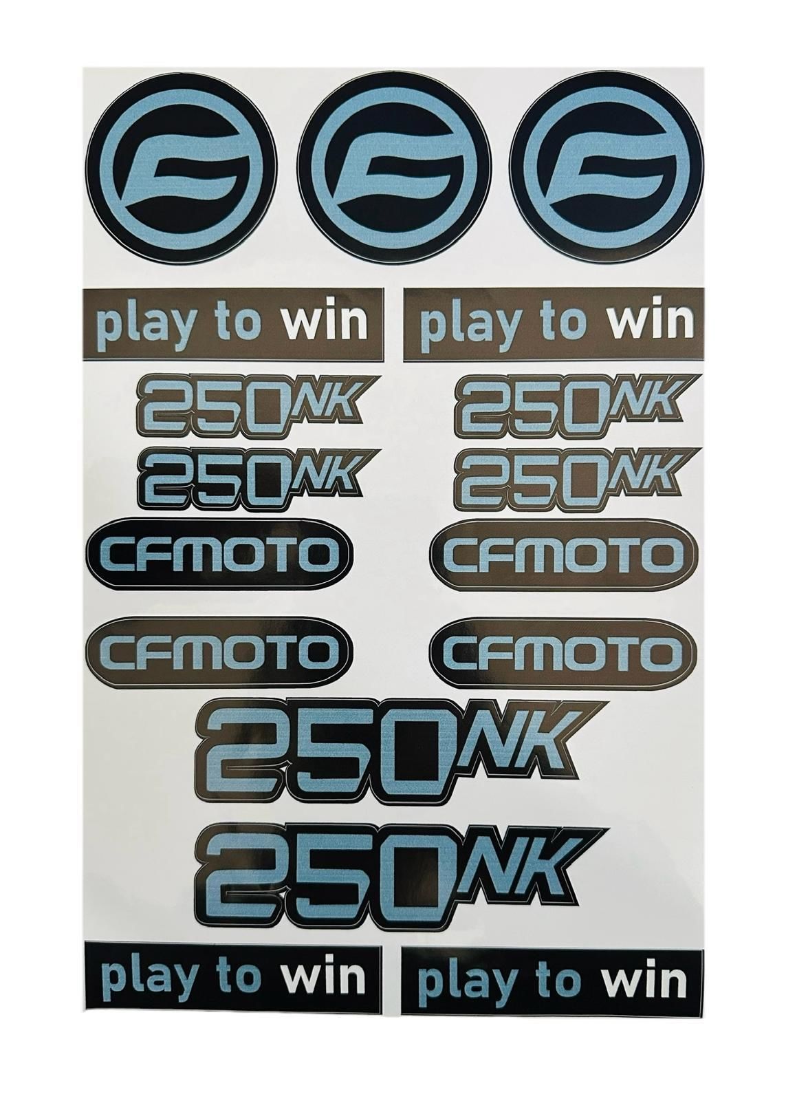 Cf Moto NK 250 Uyumlu Mavi Siyah 17 Parça A4 Sticker Seti