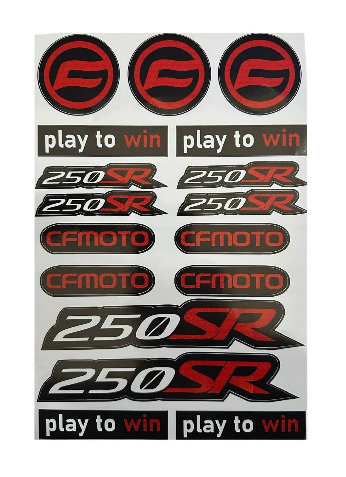 Cf Moto SR 250 Uyumlu Kırmızı Beyaz 17 Parça A4 Sticker Seti