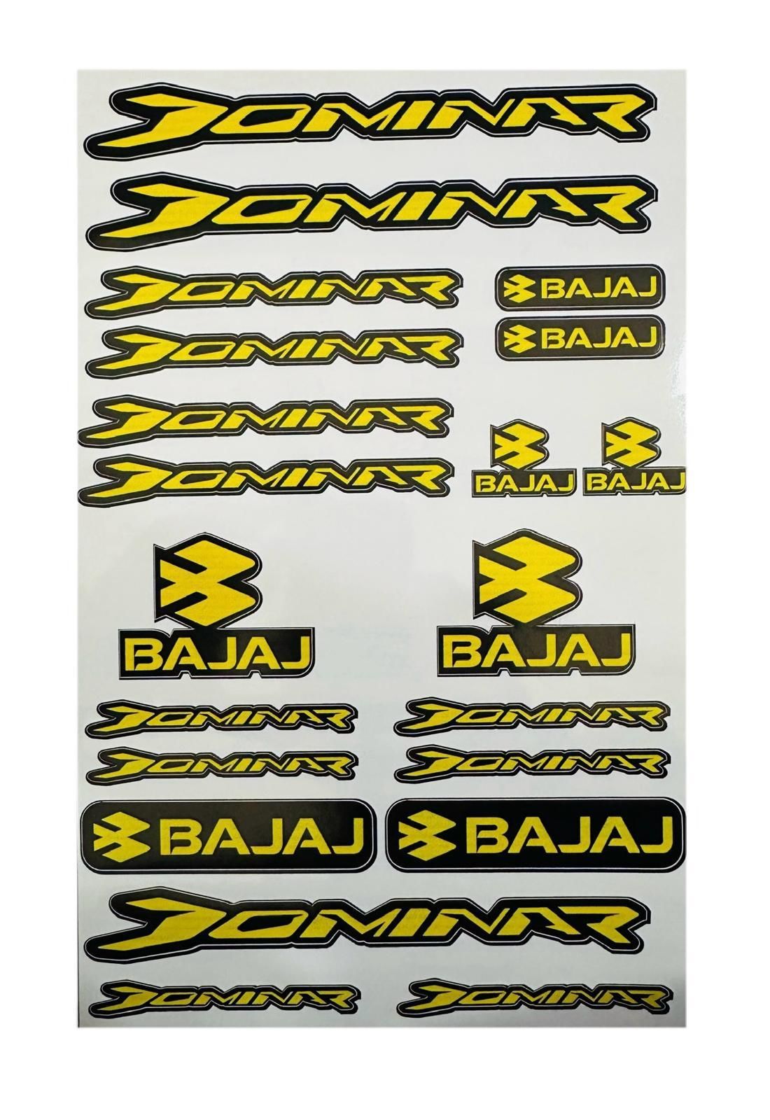 Bajaj Dominar Uyumlu Sarı 21 Parça A4 Sticker Seti