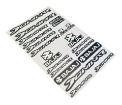 Bajaj Dominar Uyumlu Siyah Beyaz 21 Parça A4 Sticker Seti