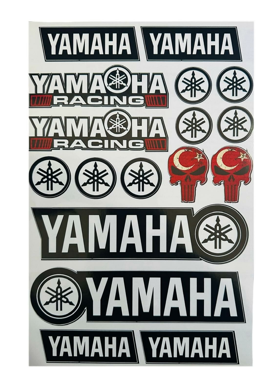 Yamaha Racing Siyah Beyaz 17 Parça A4 Sticker Seti