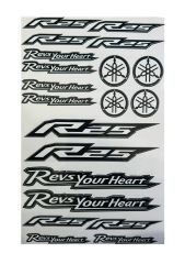 Yamaha R25 Uyumlu Siyah Beyaz 20 Parça A4 Sticker Seti