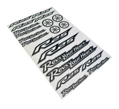 Yamaha R25 Uyumlu Siyah Beyaz 20 Parça A4 Sticker Seti