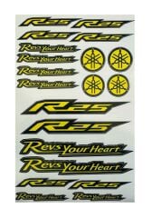 Yamaha R25 Uyumlu Siyah Sarı 20 Parça A4 Sticker Seti